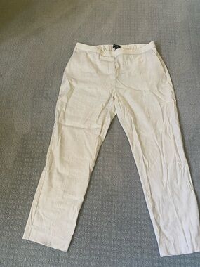 Theory Women's Ankle-Length Linen Blend Pants in Cream